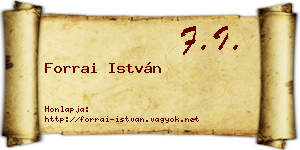 Forrai István névjegykártya