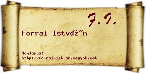 Forrai István névjegykártya